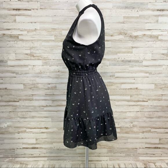Aritzia Wilfred Effet Halter Floral Dress Womens Size XS Black Split Back Ruffle - Picture 7 of 16
